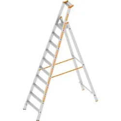 Stufen-Stehleiter, einseitig begehbar, 10 Stufen inkl. Plattform Layher