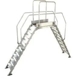 kaiserkraft Alu-Leiternüberstieg, Gesamtbelastung 200 kg, 9 Stufen, Plattform 900 x 530 mm