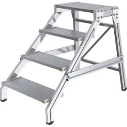 Schwerlast-Montagetritt, STANDARD, Tragfähigkeit 300 kg, 4 Stufen eurokraft pro