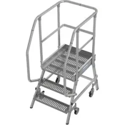 KRAUSE® STABILO fahrbare Podestleiter, einseitig begehbar, Profilrost R13, 3 Stufen
