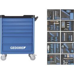 Werkzeugwagen workster smartline befüllt, 7 Schubladen, mit 308-teiligen Werkzeugsortiment, HxBxT 1045 x 870 x 505 mm GEDORE