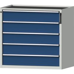 Schubladenschrank, NFC-Schloss, 5 x 180 mm Schubladen, HxBxT 980 x 1060 x 675 mm, blau ANKE