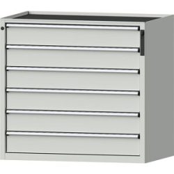 Schubladenschrank, NFC-Schloss, 6 x 150 mm Schubladen, HxBxT 980 x 1060 x 675 mm, grau ANKE