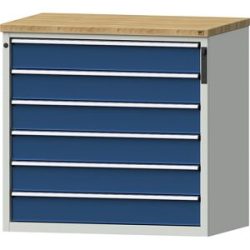 Schubladenschrank, NFC-Schloss, 6 x 150 mm Schubladen, HxBxT 1020 x 1065 x 685 mm, blau ANKE