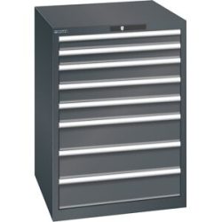 ESD-Schubladenschrank, BxTxH 717 x 725 x 1000 mm, 8 Schubladen, 75/100/150 mm, Traglast 75 kg, anthrazitgrau LISTA
