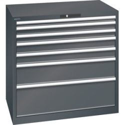 ESD-Schubladenschrank, BxTxH 1023 x 725 x 1000 mm, 7 Schubladen, Traglast 75 kg / 1 x 300 mm mit 200 kg, anthrazitgrau LISTA