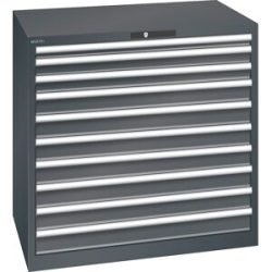 ESD-Schubladenschrank, BxTxH 1023 x 725 x 1000 mm, 10 Schubladen, Traglast 200 kg, anthrazitgrau LISTA
