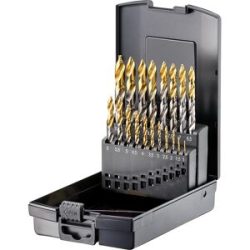 kaiserkraft Spiralbohrer-Satz, DIN 338 HSS-G TiN mit Stufenspitze Typ N - PREMIUM, Set groß, 19 Teile