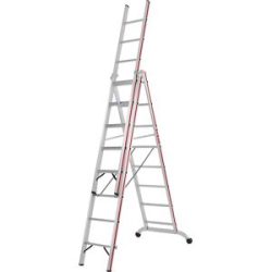 Alu-Mehrzweckleiter, Industrieausführung, 3 x 8 Sprossen, max. Arbeitshöhe 6,35 m HYMER