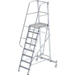 Alu-Plattformleiter, fahrbar, 8 Stufen eurokraft pro