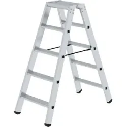 Stufen-Stehleiter, beidseitig, Standard-Ausführung, 2 x 5 Stufen eurokraft pro