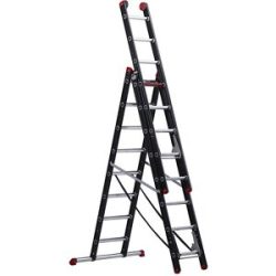 Mehrzweckleiter, Alu beschichtet, 3-teilig, schwarz, 3 x 8 Sprossen Altrex