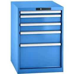 Schubladenschrank, Stahlblech, HxB 800 x 564 mm, 5 Schubladen, lichtblau LISTA