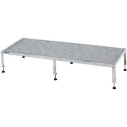 Arbeitsplattform, Höhenverstellbereich 255 - 320 mm, mit Gitterrostplatte, Plattform LxB 1510 x 610 mm, feuerverzinkt eurokraft pro