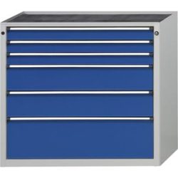 Schubladenschrank ohne Platte, Breite 1060 mm, Schubladentraglast 200 kg, 6 Schubladen, Front enzianblau ANKE