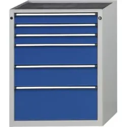 Schubladenschrank ohne Platte, Breite 760 mm, 6 Schubladen, Front enzianblau ANKE