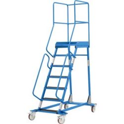 Mobile Podestleiter, Siebdruck-Stufeneinlage, 7 Stufen eurokraft pro