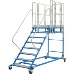 Plattformtreppe XXL, mit Aluminiumeinlagen, Plattformgröße 810 x 1250 mm, 8 Stufen eurokraft pro
