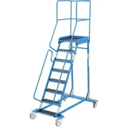 Mobile Podestleiter, Siebdruck-Stufeneinlage, 8 Stufen eurokraft pro