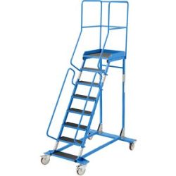 Mobile Podestleiter, Riefengummi-Stufeneinlage, 8 Stufen eurokraft pro