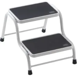 Stahlrohr-Tritt, Tragfähigkeit 150 kg, 2 Stufen eurokraft basic