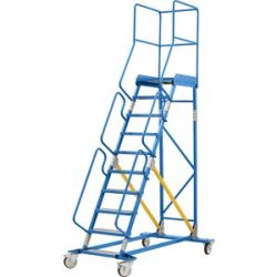 Mobile Podestleiter, Alu-Stufeneinlagen, 10 Stufen eurokraft pro