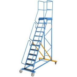 Mobile Podestleiter, Riefengummi-Stufeneinlage, 12 Stufen eurokraft pro