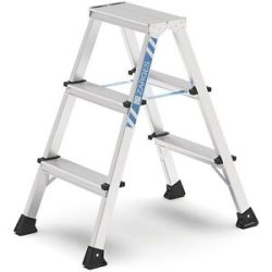 Profi-Stufenleiter, eloxiert, beidseitig begehbar, 2 x 3 Stufen ZARGES