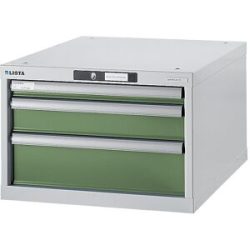 Werkbank-Baukastensystem, Unterbauschrank, Höhe 383 mm, 3 Schubladen, resedagrün LISTA