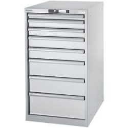 Werkbank-Baukastensystem, Unterbauschrank, Höhe 1000 mm, 8 Schubladen, lichtgrau LISTA
