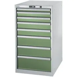 Werkbank-Baukastensystem, Unterbauschrank, Höhe 1000 mm, 8 Schubladen, resedagrün LISTA