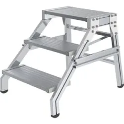 Schwerlast-Montagetritt, STANDARD, Tragfähigkeit 300 kg, 3 Stufen eurokraft pro