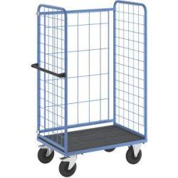 Etagenwagen, Drahtgitter dreiseitig, Tragfähigkeit 500 kg, Vollgummireifen, Ladefläche LxB 975 x 630 mm eurokraft pro