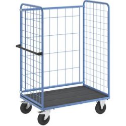 Etagenwagen, Drahtgitter dreiseitig, Tragfähigkeit 500 kg, Vollgummireifen, Ladefläche LxB 1175 x 755 mm eurokraft pro