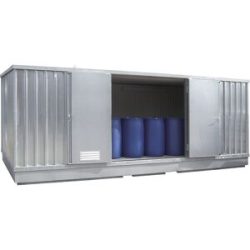 Kälteisolierter Gefahrstoff-Lagercontainer, Außen-HxBxT 2385 x 6075 x 2875 mm, Auffangvolumen 2 x 1400 l LaCont
