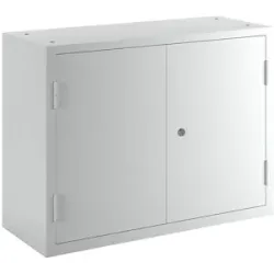 Werkstatt-Hängeschrank, HxBxT 600 x 800 x 320 mm, Vollblechtüren, lichtgrau RAL 7035 eurokraft basic