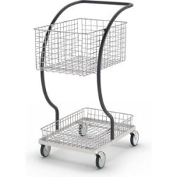 C-LINE Einkaufs- und Tischwagen, mit 2 verchromten Gitterkörben, Etagenhöhe 160, 580 mm Kongamek