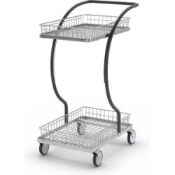 C-LINE Einkaufs- und Tischwagen, mit 2 verchromten Gitterkörben, Etagenhöhen 160, 830 mm Kongamek