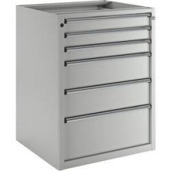 Schubladenschrank ohne Platte, Breite 760 mm, 6 Schubladen, Front lichtgrau ANKE