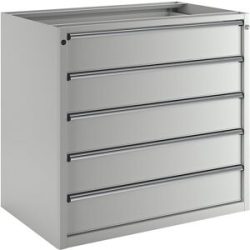 Schubladenschrank ohne Platte, Breite 1060 mm, Schubladentraglast 200 kg, 5 Schubladen, Front lichtgrau ANKE