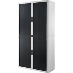 Rollladenschrank easyOffice®, 4 Fachböden, Höhe 2040 mm, weiß / schwarz Paperflow