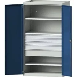 Schwerlastschrank mit 3 Fachböden, 5 Schubladen, HxBxT 1950 x 1084 x 690 mm ANKE