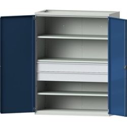 Schwerlastschrank JUMBO mit 3 Fachböden, 2 Schubladen, HxBxT 1950 x 1484 x 690 mm ANKE