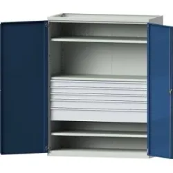 Schwerlastschrank JUMBO mit 3 Fachböden, 5 Schubladen, HxBxT 1950 x 1484 x 690 mm ANKE