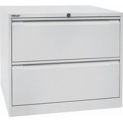 BISLEY Hängeregisterschrank LIGHT mit Griffleiste, 2-bahnig, 2 Schubladen, lichtgrau