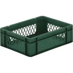 kaiserkraft Euro-Format-Stapelbehälter, Wände durchbrochen, Boden geschlossen, LxBxH 400 x 300 x 120 mm, grün, VE 5 Stk
