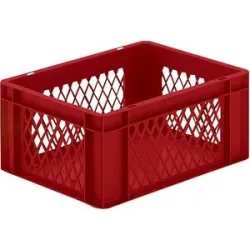 kaiserkraft Euro-Format-Stapelbehälter, Wände durchbrochen, Boden geschlossen, LxBxH 400 x 300 x 175 mm, rot, VE 5 Stk