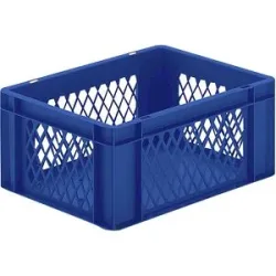 kaiserkraft Euro-Format-Stapelbehälter, Wände durchbrochen, Boden geschlossen, LxBxH 400 x 300 x 175 mm, blau, VE 5 Stk