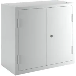 Werkstatt-Hängeschrank, HxBxT 600 x 650 x 320 mm, Vollblechtüren, lichtgrau RAL 7035 eurokraft basic
