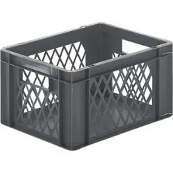 kaiserkraft Euro-Format-Stapelbehälter, Wände durchbrochen, Boden geschlossen, LxBxH 400 x 300 x 210 mm, grau, VE 5 Stk
